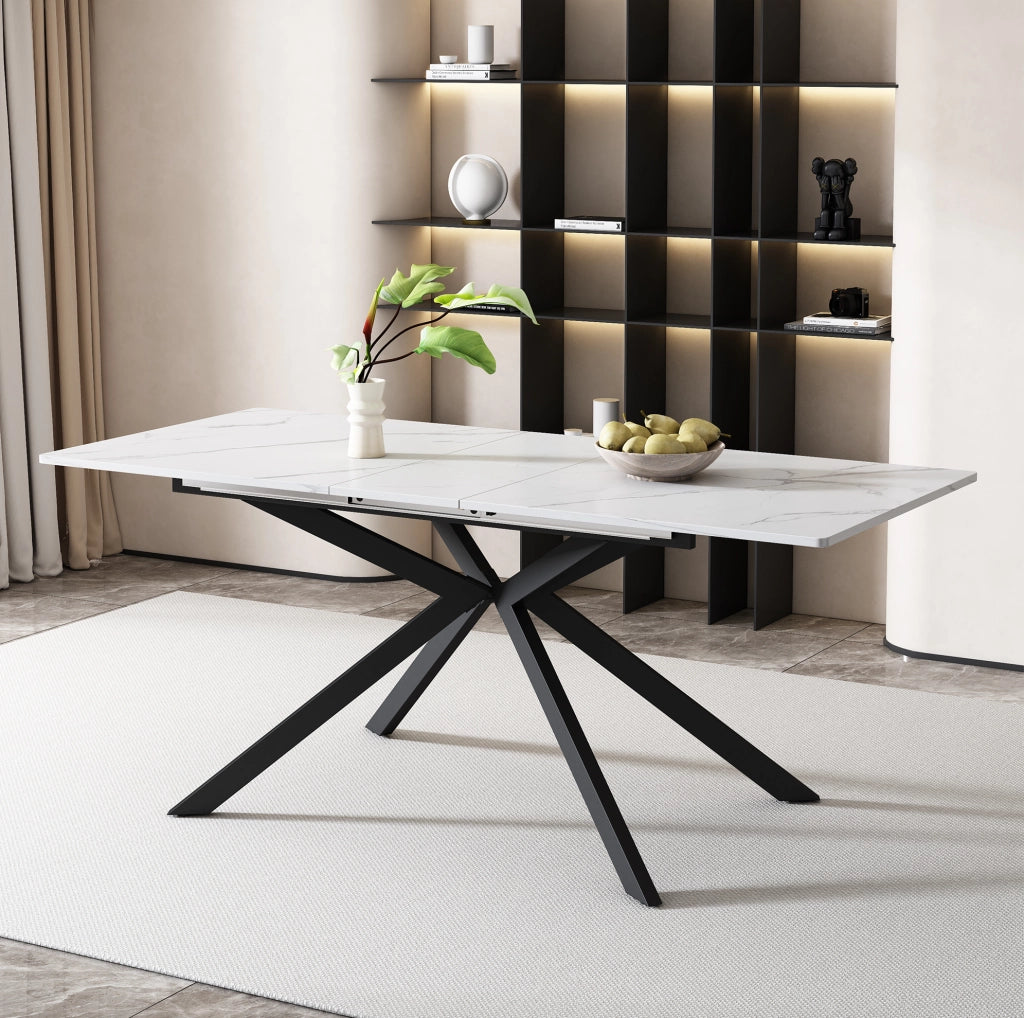Tavolo da pranzo estensibile in MDF nero e bianco