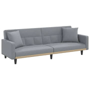 Divano letto con cuscini 220 x 89 x 70 cm tessuto grigio chiaro 02_0019830