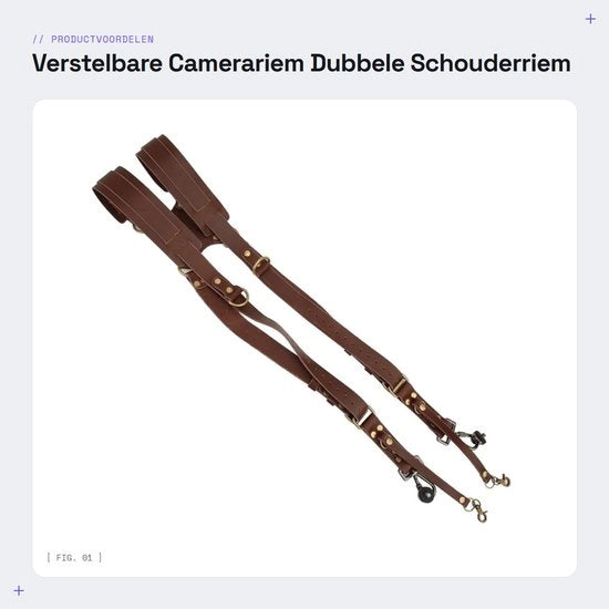 Cinturone per Fotocamera Versatile - Doppio Orecchino con Cuscino di Pelle Reale - Supporto a Spalla morbido - Doppio Design di Sicurezza - Adatto per 2 Fotocamere - Qualità Elevata e Duratura - Cinturone per Fotocamera