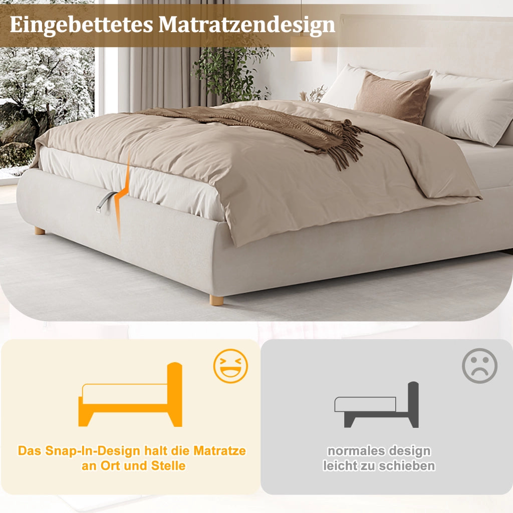 letto imbottito velluto crema 194 x 218 cm
