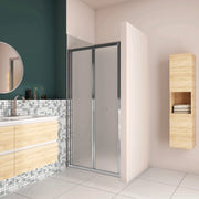 185 cm Box Doccia per Nicchia Porta a Soffietto 96 cm Vetro Temperato 5 mm Satinato Opaco Profilo Cromato Lucido