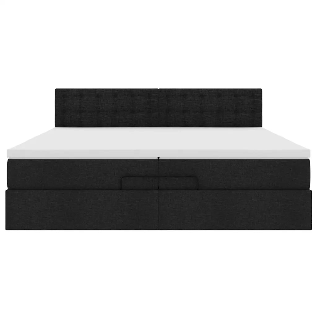 Struttura Letto Pouf con Materassi Nero 200x200 cm in Tessuto 3312501