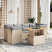 Set Divani da Giardino 7 pz con Cuscini Beige in Polyrattan