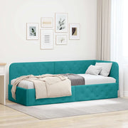 Cornice del letto ad angolo Turchese 80 x 200 cm Velluto