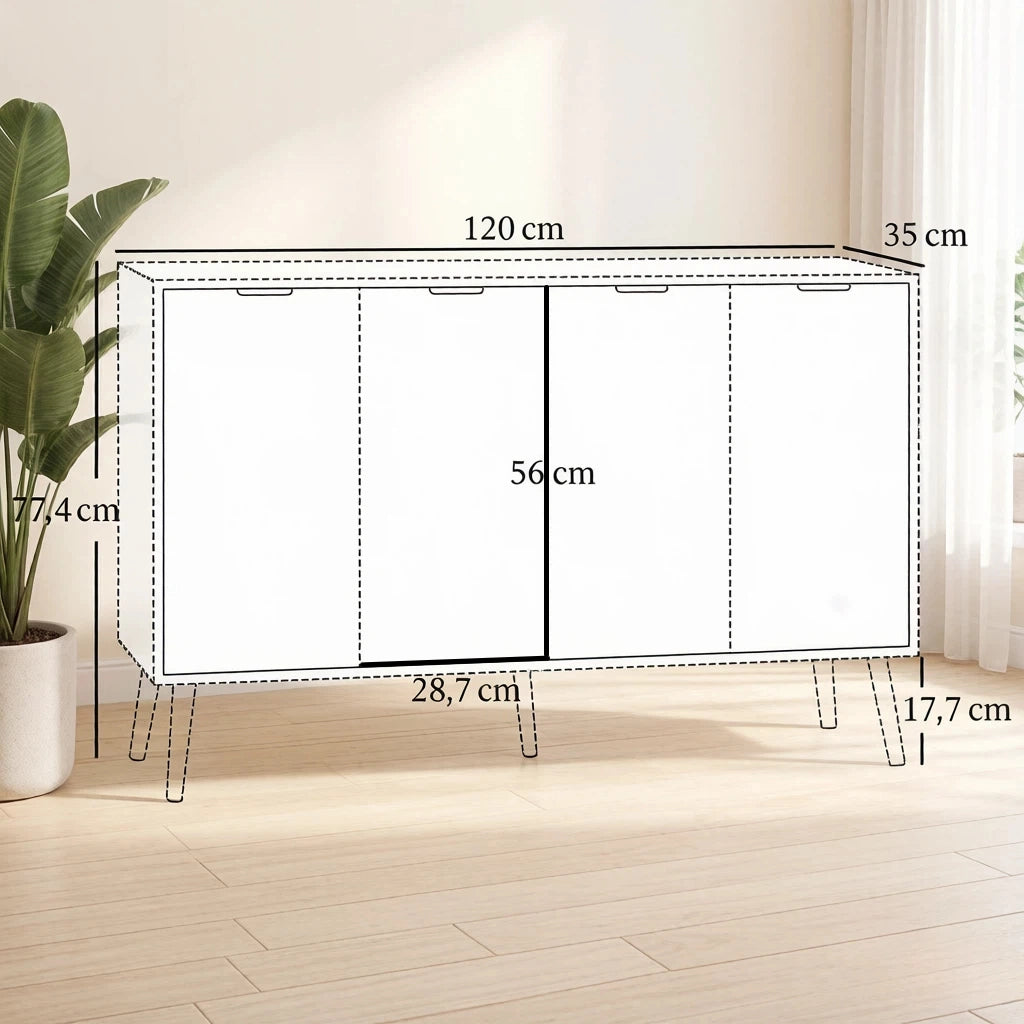 SIDEBOARD 120x35x77,4 cm Bianco in pannello di particelle