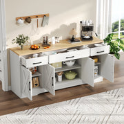 Madia bianca in MDF con 3 cassetti e 4 ante, 160 x 37 x 75 cm