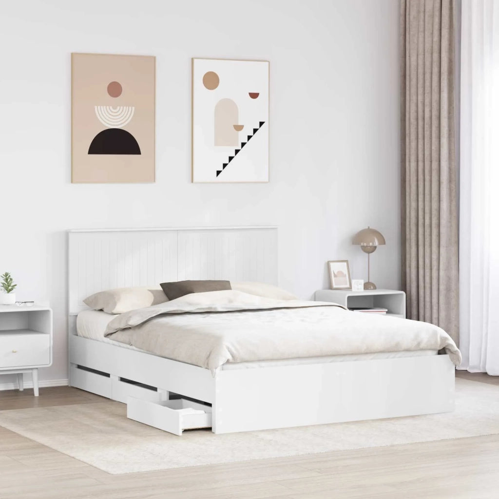 Struttura del letto Bianco 150 x 200 cm Legno Ingegnerizzato