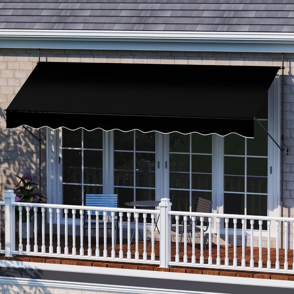 Tenda da sole regolabile per esterni senza foratura con manovella, Tenda da sole e giardino 400 x 210-300 cm Nero-Tende parasole