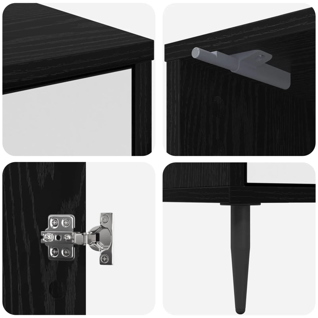 Armadio da Notte HANAU 2 pz Rovere Nero 36 x 33 x 51 cm 8007262