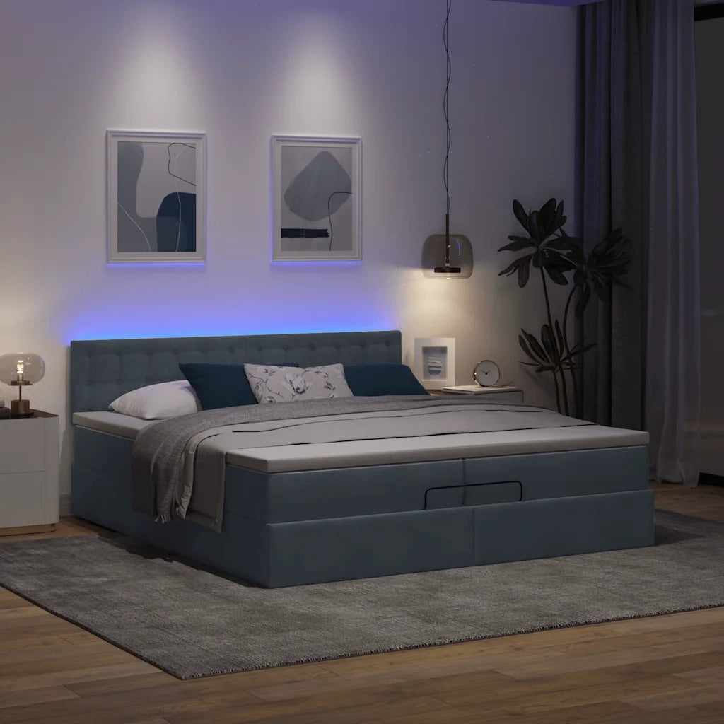 Struttura Letto Pouf con Materassi 200x200 cm Velluto 3312789