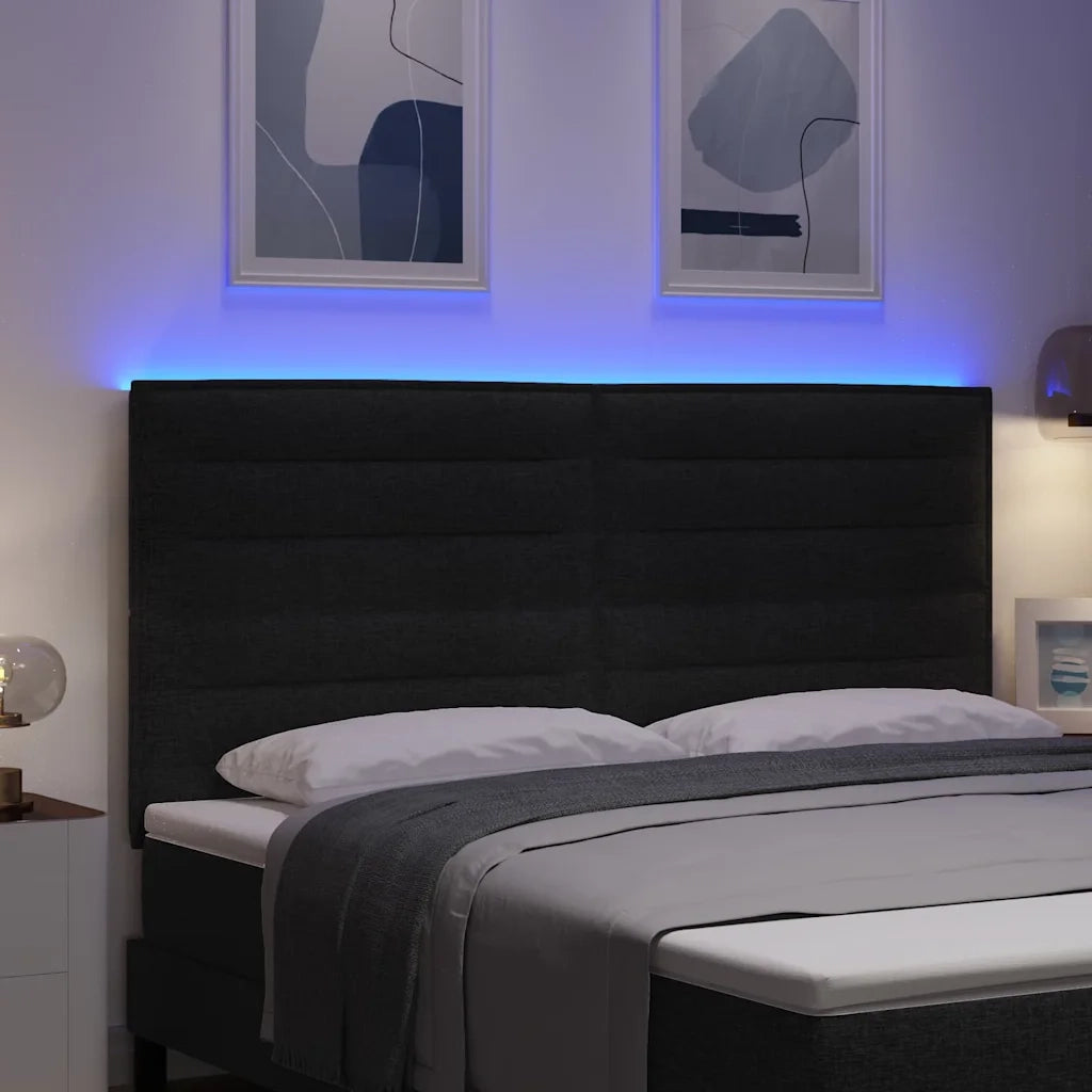 Testiera | Testata LED con strisce LED con Testiera | Testata Nero 180 cm Tessuto