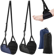 TRKETK 2-pack sostegno per piedi aereo, sostegno per piedi portatile, accessori di viaggio per aerei, poltrona per piedi pieghevole appesa, lettino per piedi, poltrona per piedi per lunghe voli (nero + blu)