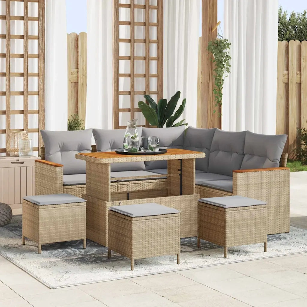 Set Divano da Giardino con cuscino Beige Poly Rattan 3365002
