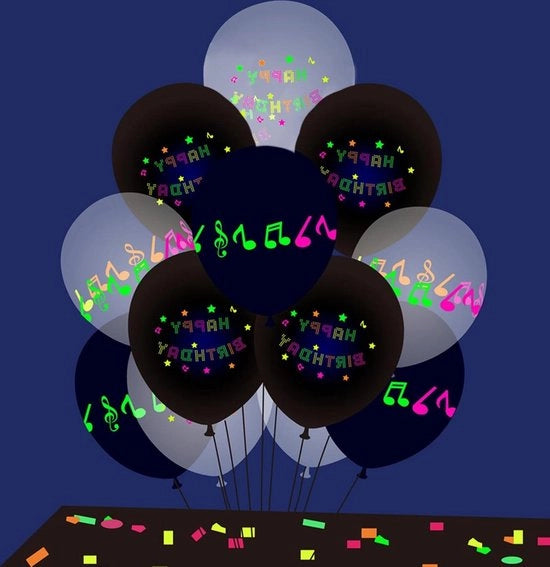 16 neon palloni per festa di compleanno - decorazione per party - luce nera per decorazione - luce nera per festa