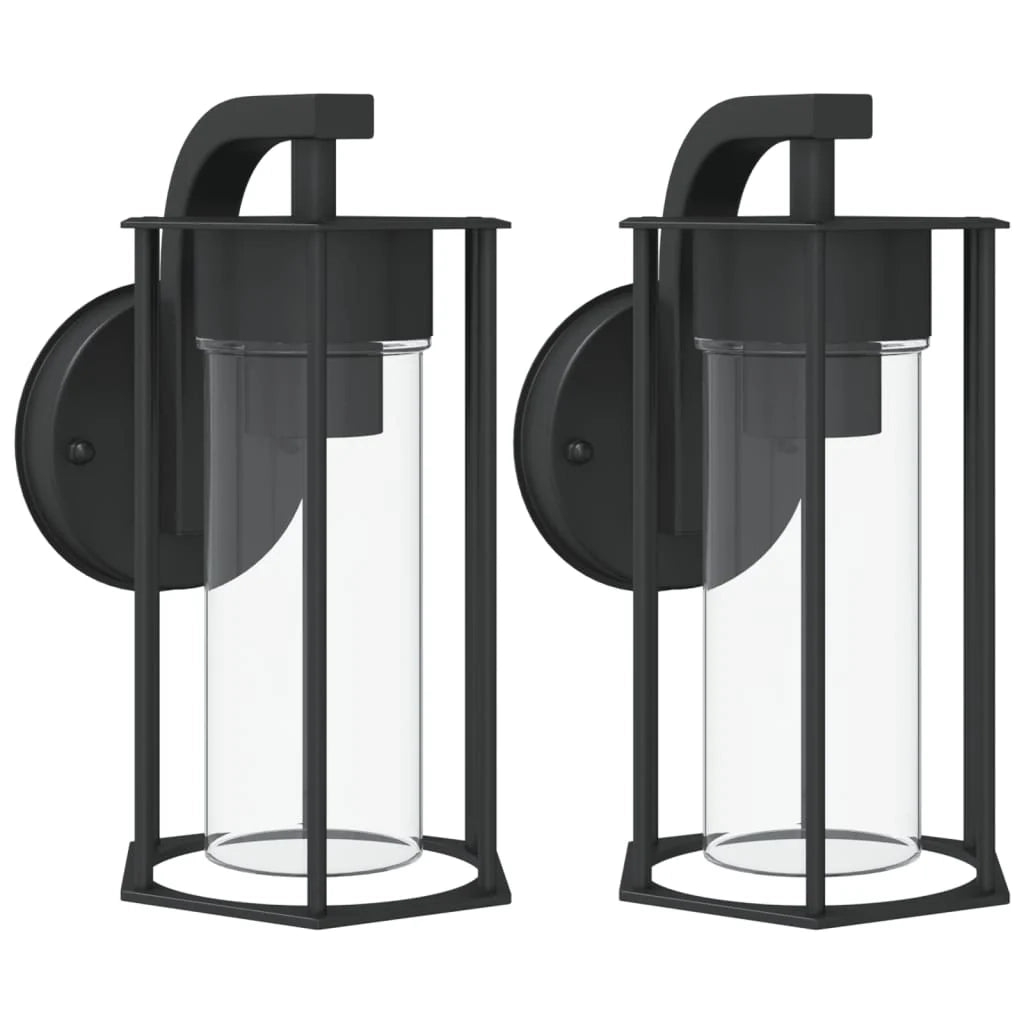 Set di 2 applique da esterno 14 x 14 x 25 cm resistenti alle intemperie in acciaio inox nero 02_0056576