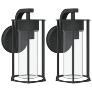 Set di 2 applique da esterno 14 x 14 x 25 cm resistenti alle intemperie in acciaio inox nero 02_0056576