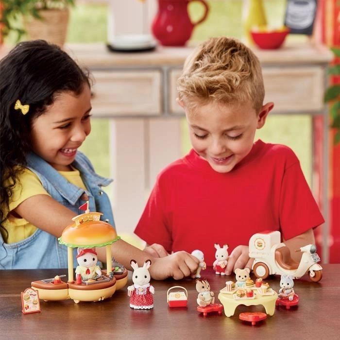 Gioco Catering - SYLVANIAN FAMILIES - Hamburger Stand - Papa Latte Cat e Scooter