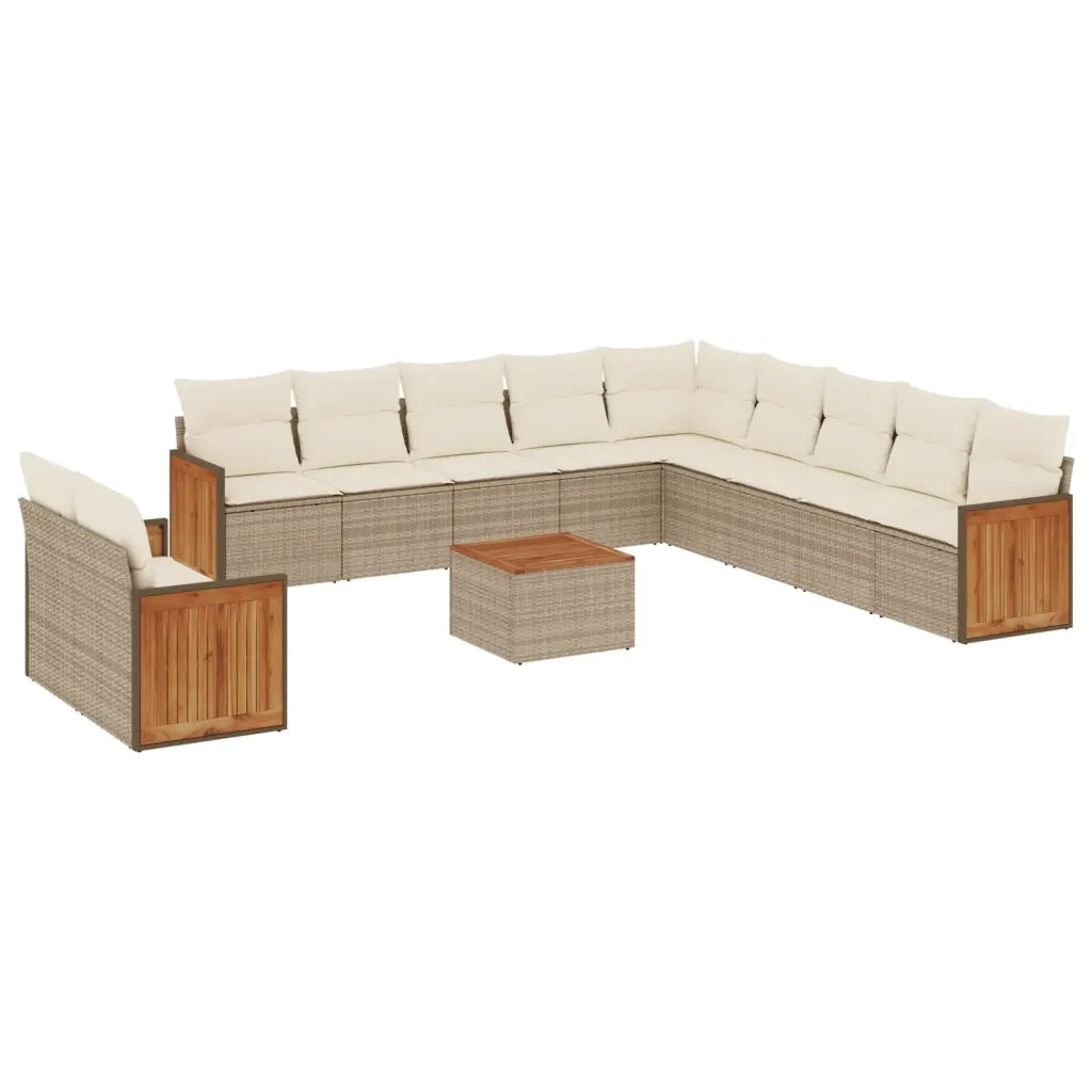 Set Divani da Giardino 12 pz con Cuscini Beige in Polyrattan 3260217