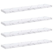 4 pz Scaffale da parete | Ripiano a parete | Mensola a parete Marmo Bianco 120 x 23,5 x 4 cm