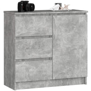 Cassettiera AKORD JERRY Cassettiera Cemento 80 cm 1 anta 3 cassetti 80x35x77 cm