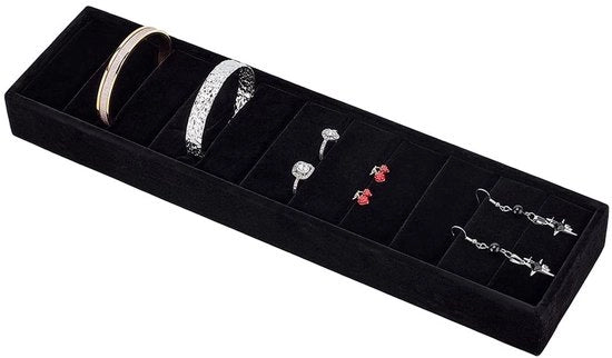 Supporto per bracciale in pelle lussuoso - Organizzatore di gioielli - Display per bracciali - Supporto per anelli - Contenitore per gioielli - 35 x 8,7 x 3,5 cm - Supporto per gioielli
