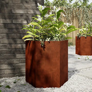 Fioriere da Giardino 2 pz Esagono 46x40x45 cm in acciaio corten 851121