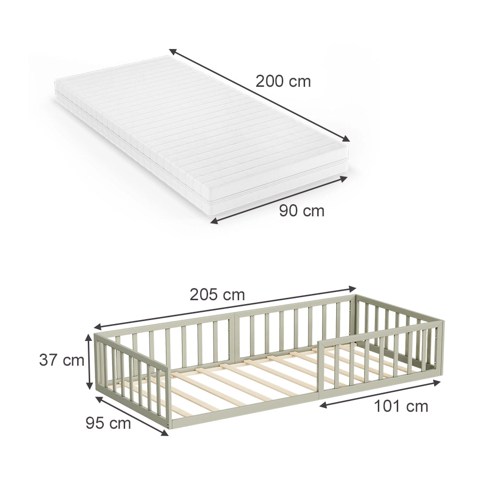 Vitalispa Letto per bambini Grigio 90x200 con materasso