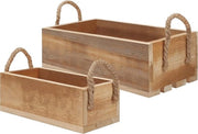 Scatole di Deposito in Legno con Maniglie a Corda (2 Pacchi) – Apertura Superiore Cassetto del Pallet Dozzina per Deposito – Ideali per Camera da Letto, Cucina, Bagno per Libri, Giocattoli, Abiti e Asciugamani
