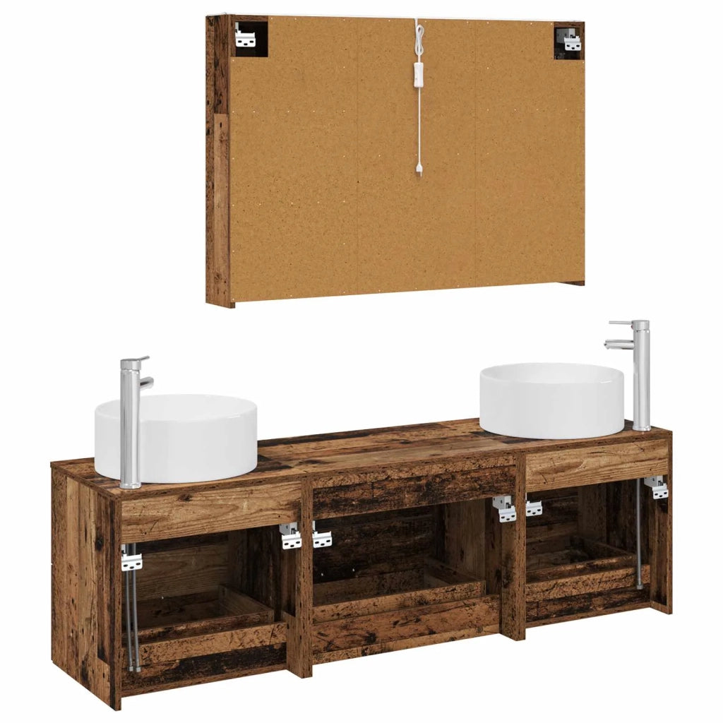 Set di mobili per il bagno 4 pcs Legno antico 3407069
