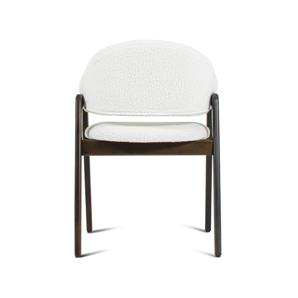 Canberra Bouclè - Coppia di 2 poltroncine in legno massello di Parawood e tessuto bouclè antimacchia