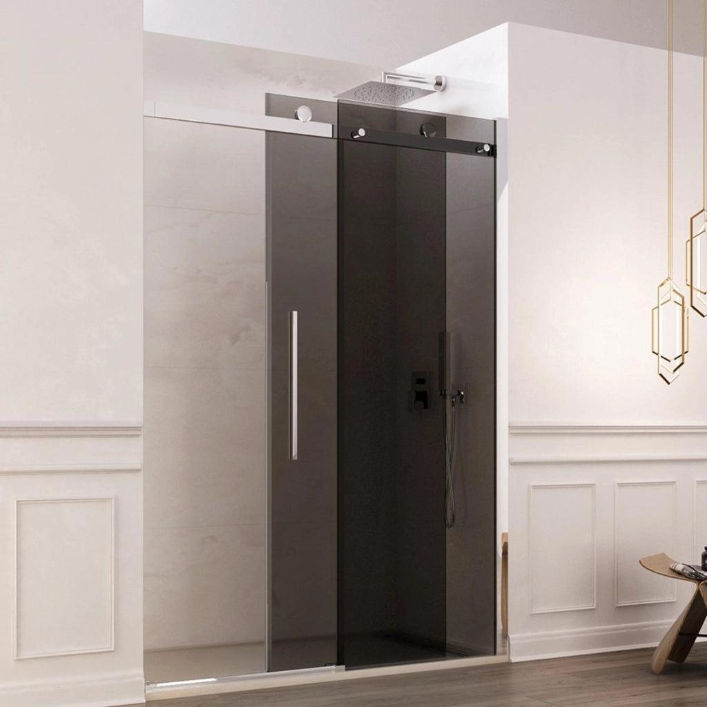 Porta Parete Doccia 140 cm 1 Anta Scorrevole in Cristallo Fumè 8mm H195 Bonussi Livia