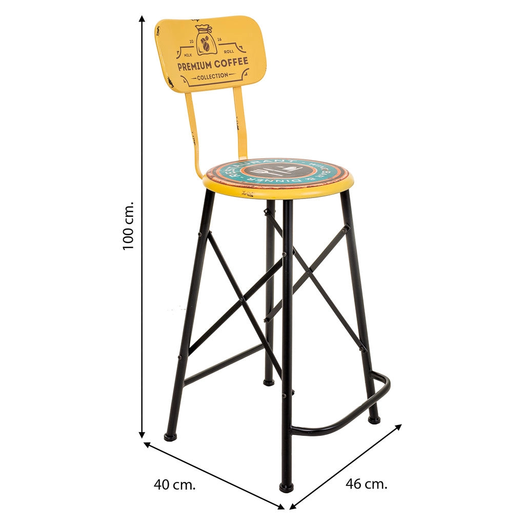 Sgabello in metallo giallo 46x100x40h cm