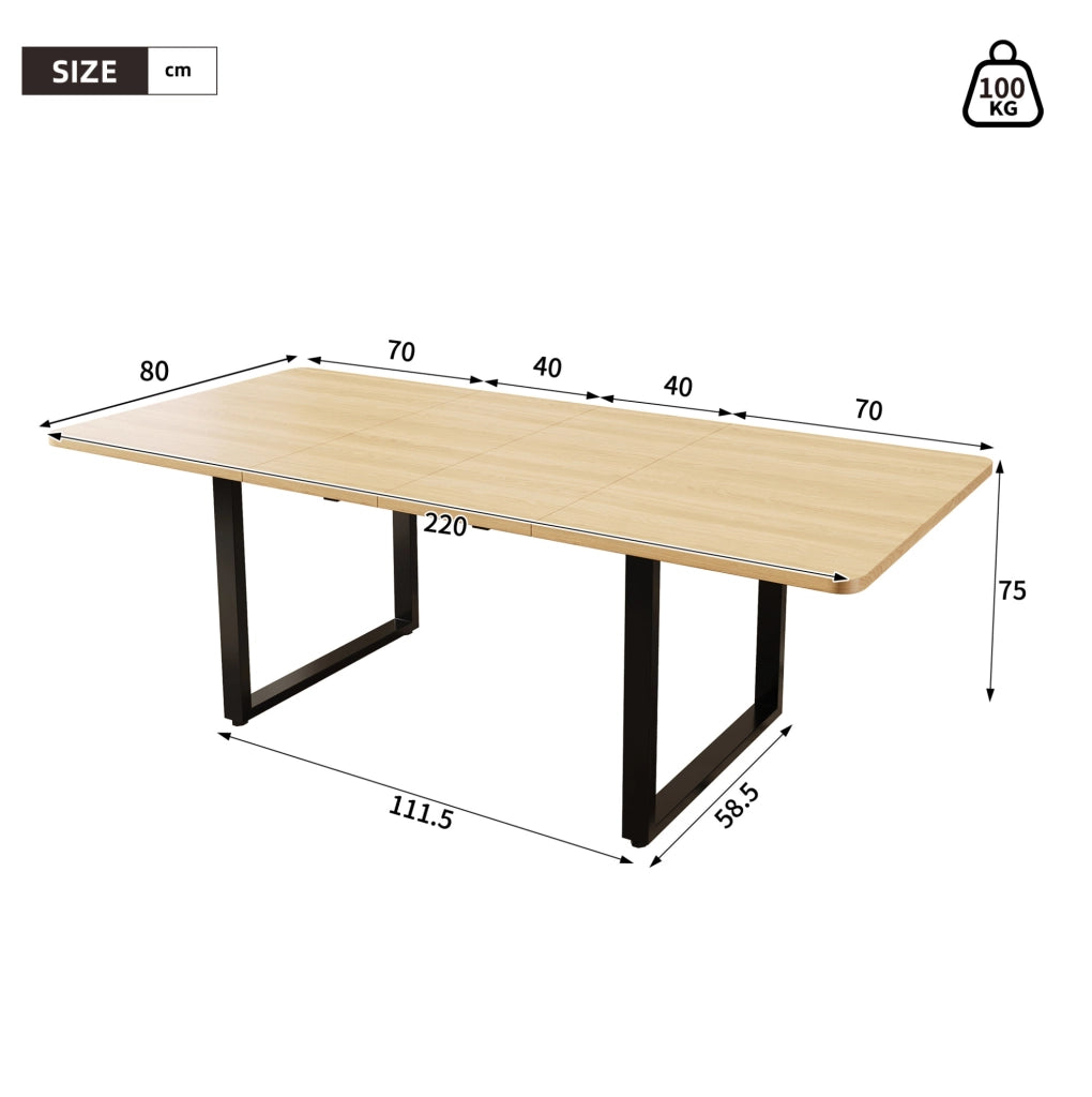 Tavolo da pranzo allungabile 220x80 cm colore rovere – 3 lunghezze