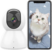 Camera di Sorveglianza con Risoluzione 1080p FHD, Visione Notturna, Rilevamento Movimento e Audio a Due Vie - Compatibile con Alexa e Google Home