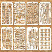 Schede da pittore 8 pezzi - Schede riutilizzabili - Tecnica a mattoncini - Schede a testura artistica - Per cartoncini e telo - Plastica 24x11,9 cm