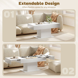 Tavolino da Caffè Estensibile 108-178.5x53x49 cm con Vano Contenitore Moderno Bianco Lucido