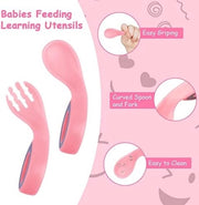 Set di forchette e cucchiai per bambini, 4 cucchiai termosensibili, BPA-free, cucchiaio per bambini con manico rotondo, cucchiaio per alimenti per bambini e bambini in età prescolare, idoneo per bambini a partire dai 6 mesi