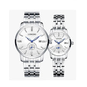 Trade Shop - Orologio Uomo Donna Longbo 80436 Analogico Data Acciaio Silver Bianco Lancette Blu -