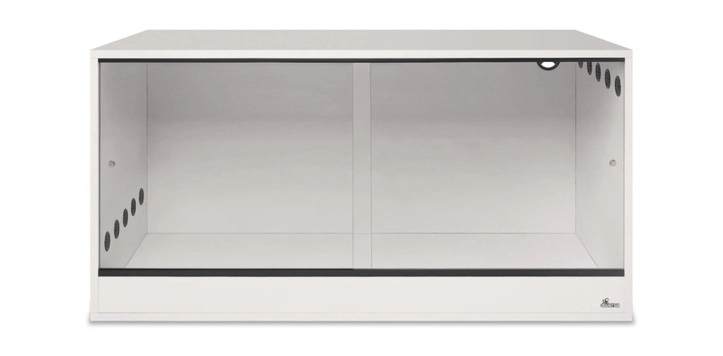 Diversa terrario in legno bianco 150x80x80h - con 3 sportelli scorrevoli in vetro