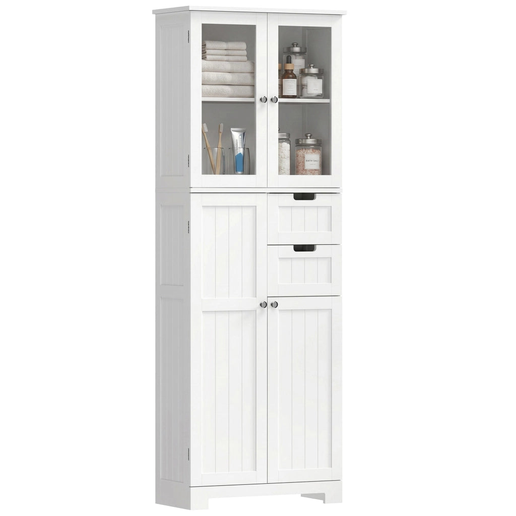 Mobile bagno alto con 4 ante e 2 cassetti, 60x30x170 cm, bianco