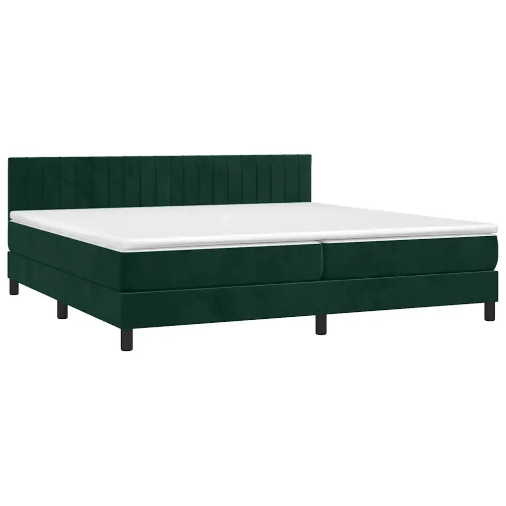Letto a Molle con Materasso e LED Verde Scuro 200x200cm Velluto 3134546