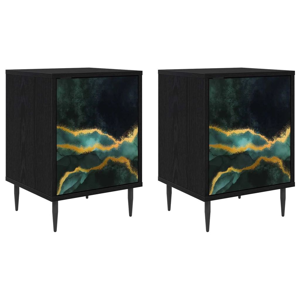 Armadio da Notte WIJHE 2 pz Rovere Nero 36 x 33 x 51 cm 8007240