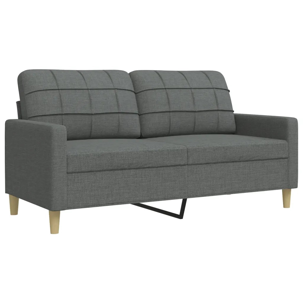 Set Divani 4 pz con Poggiapiedi e Cuscini Grigio Scuro Tessuto