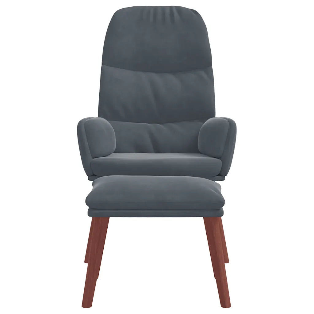 Poltrona Relax con Poggiapiedi Grigio Scuro in Velluto 3315117