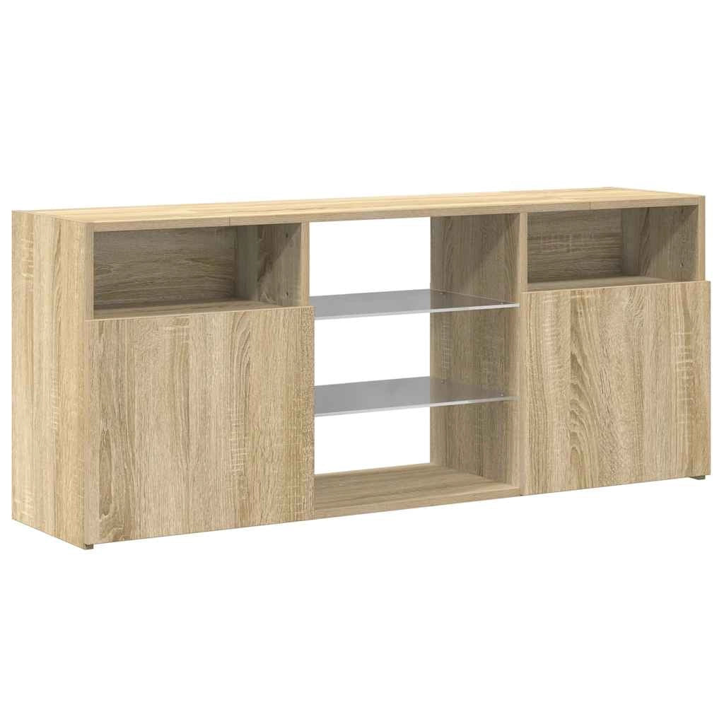 Mobile TV multimediale mensola TV credenza mobile TV sala da pranzo soggiorno camera da letto con luci LED rovere Sonoma 120 x 30 x 50 cm marrone 02_0026755