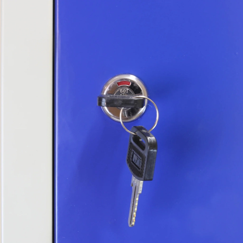 3 Armadietti da Montare con 3 Porte Blu Acciaio per Scuole Palestre e Spogliatoi