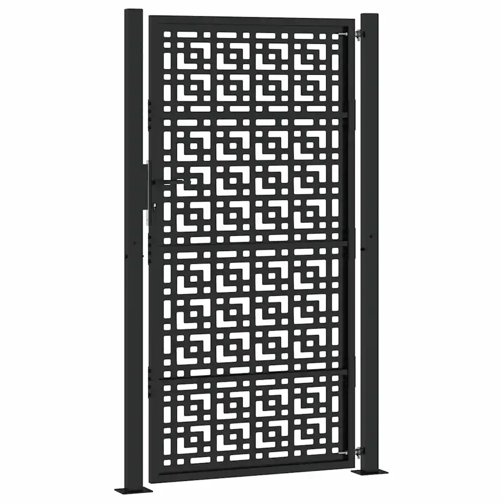 Cancello Giardino Nero 105x180 cm in Acciaio Design a Croce