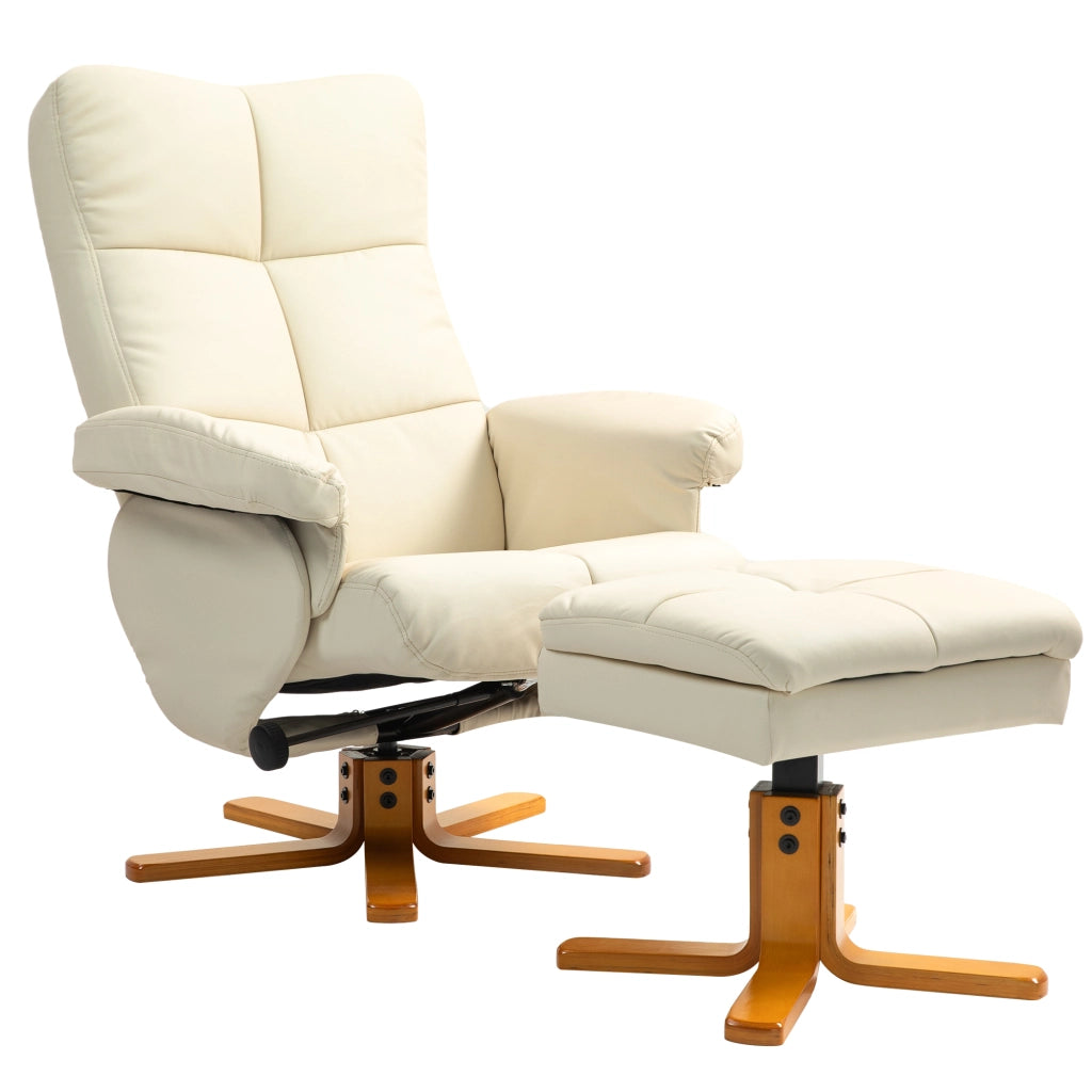 Poltrona Relax Massaggiante Reclinabile con Pouf ¨C Zephmum ¨C Similpelle Cremewei? 360¡ã Girevole