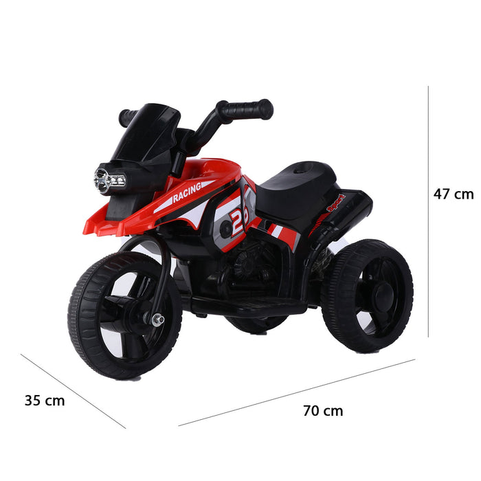 Moto Elettrica per Bambini 6V 3 Ruote con Suoni e Luci Rosso