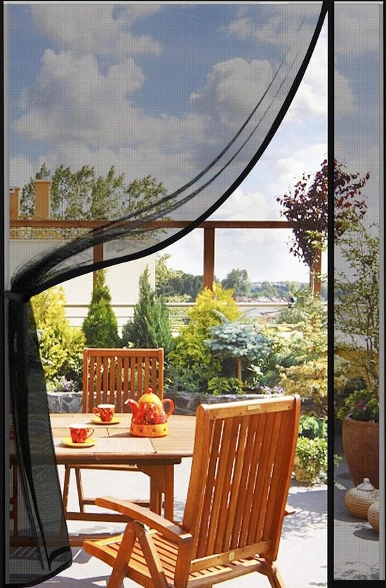 Schermo magnetico laterale per porte - Terraschermo - Insetticida - Vettore di insetti - Schermo anti insetti - Porte francesi - 75x210cm Nero
